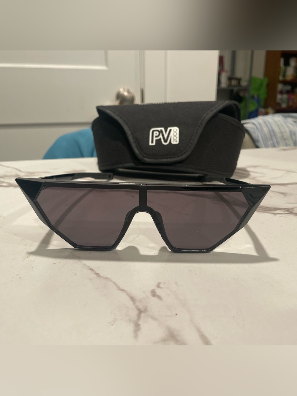 Pit Viper 2000 Black Futuristic Pointy Sunglasses